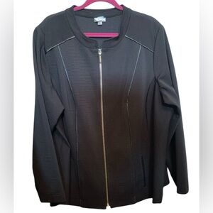 Great fall jacket for office wear zips up with faux leather details